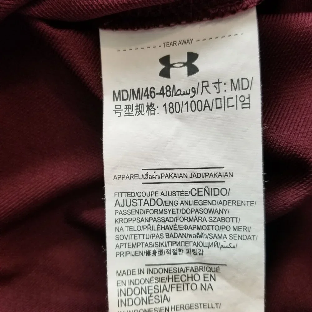 Under Armour Men Medium Fitted Maroon Black‎ Full Zip Light Jacket Pockets